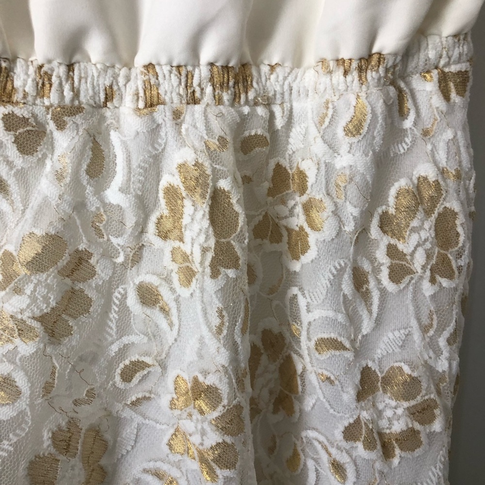 Angie White Dress with Gold Lace and Pearl Details - Picture 5 of 5
